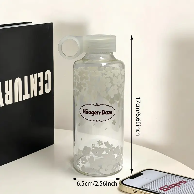 Heat Activated Cherry Blossom Glass Water Bottle